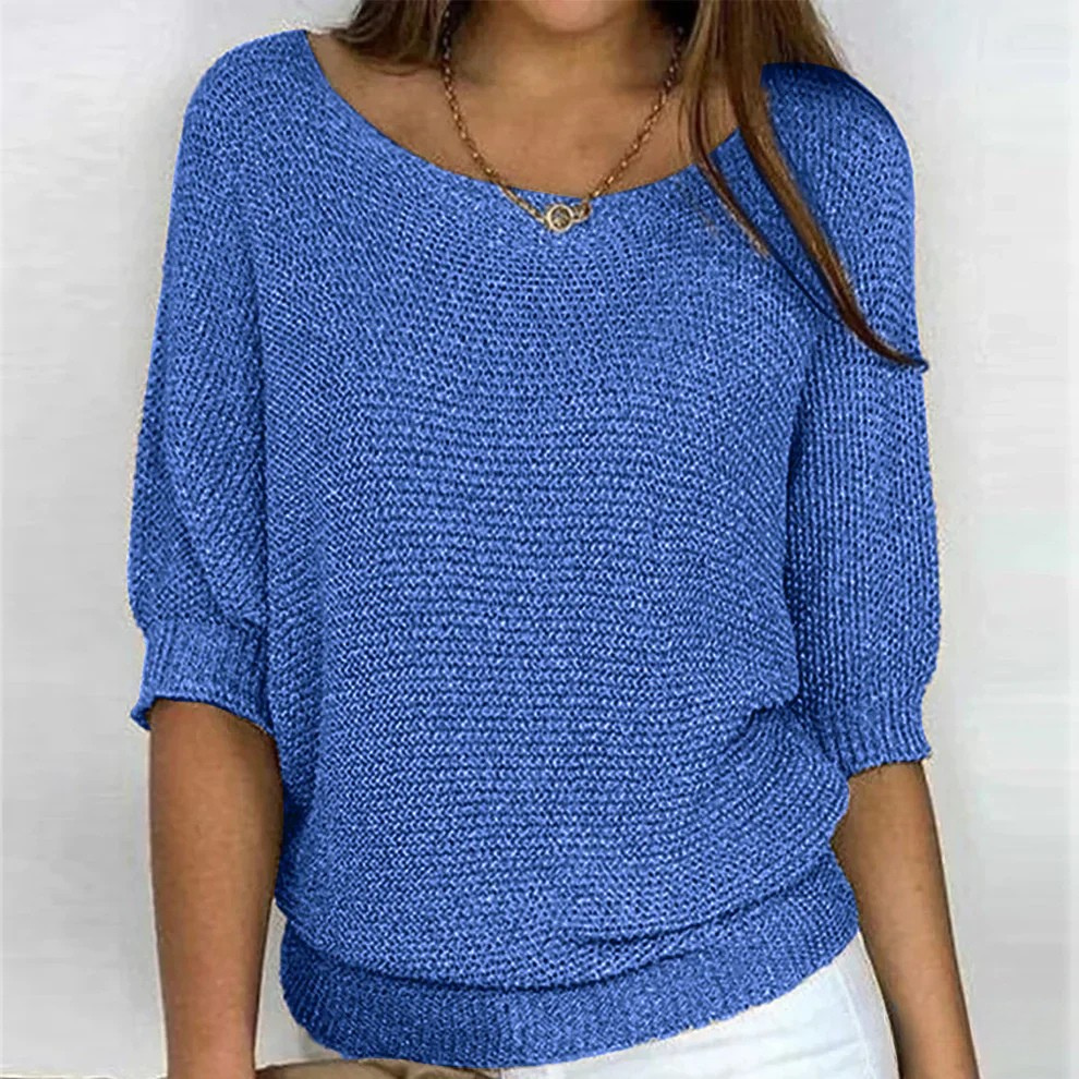 Euna | Womens Soft Knit Sweater, Relaxed Comfort | Non-Itchy, Breathable, Warm | Beige, Red, Black and More S-3XL