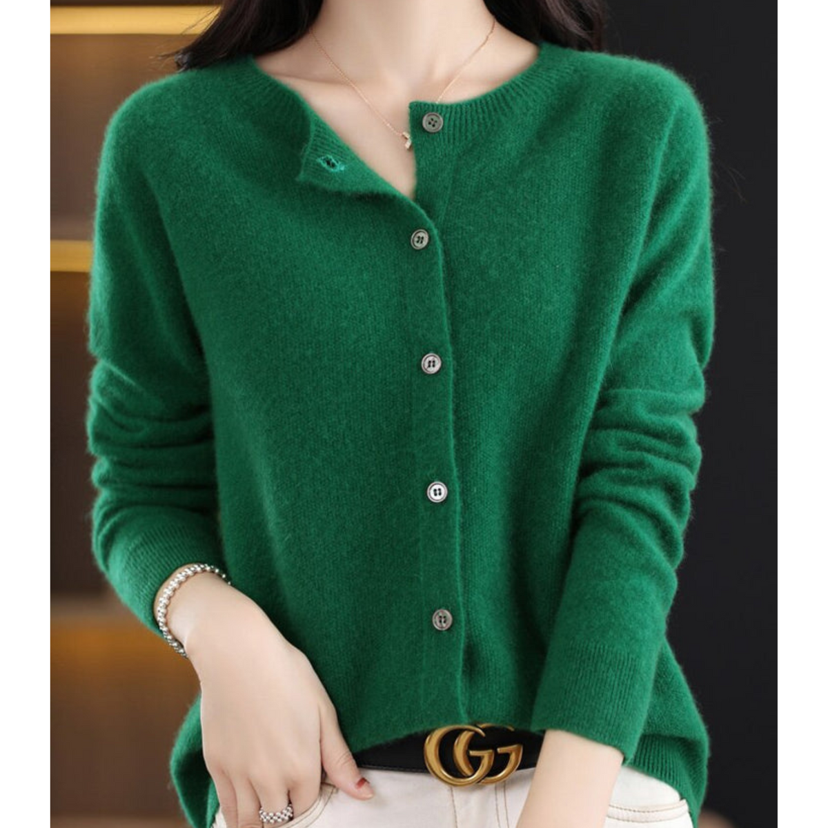 Women's Button Crew Neck Cardigan – Classic Long Sleeve Knit Cardigan