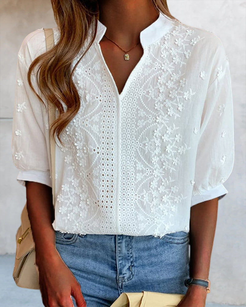Xavier | Women’s Summer V Neck Puff Sleeve Blouse