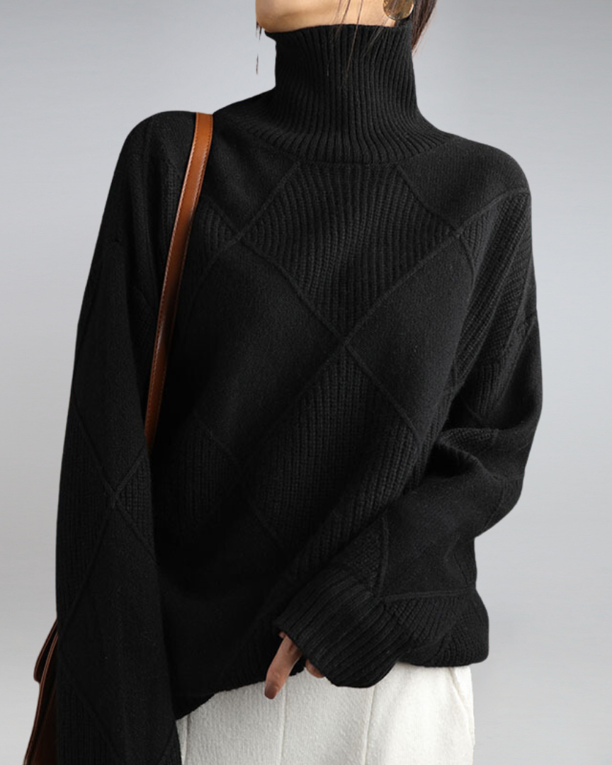 Women's Turtleneck Sweater | Size S-XL | Grey, Beige, Black, Yellow, Brown, Pink
