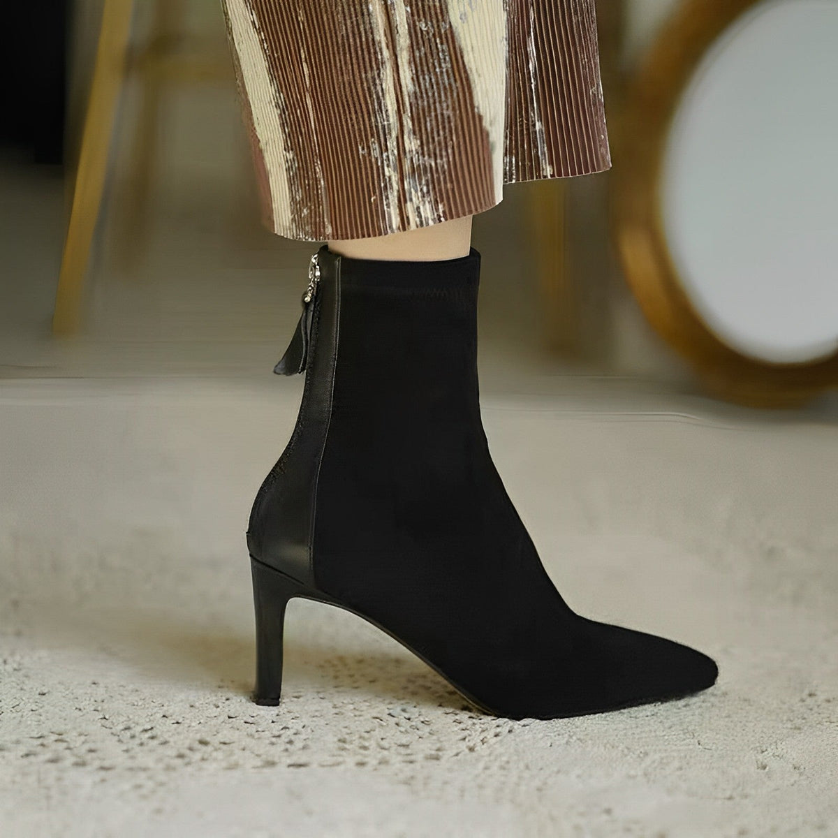 Women's Pointed-Toe Ankle Boots, High Stiletto Heel, Side Zipper