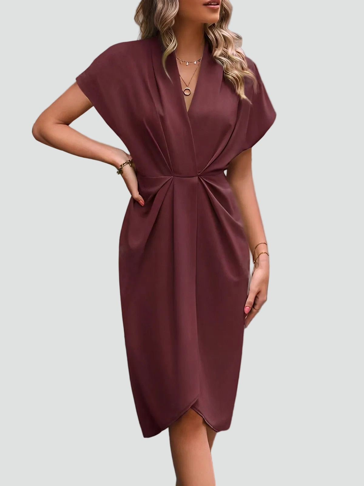Mathilde Twist-Front Wrap Midi Dress