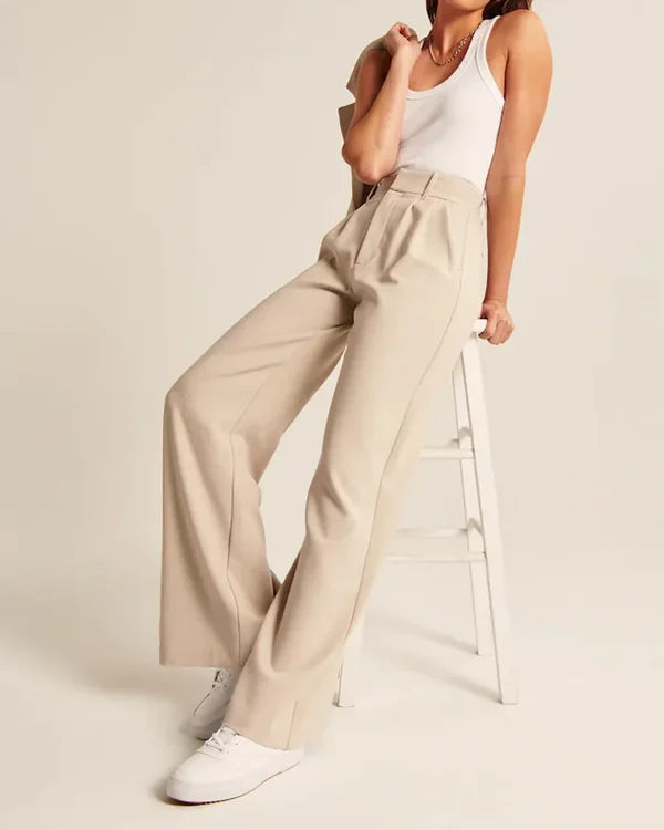 Women's Fitted Flared Pants – High Rise Flare Leg Dress Trousers