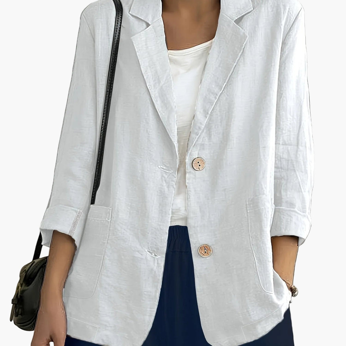 Women's Casual Blazer, Notched Lapels, Long Sleeves
