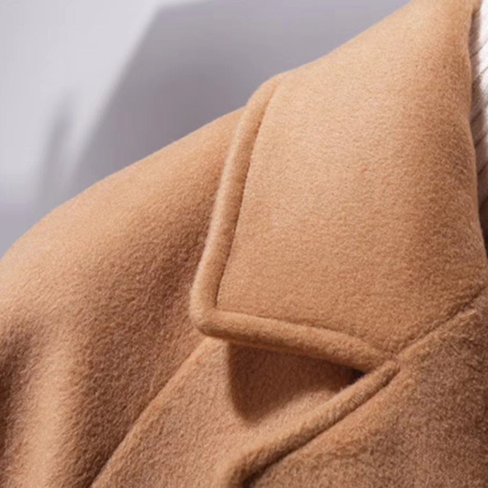 Women's Belted Coat with Wide Collar and Relaxed Fit