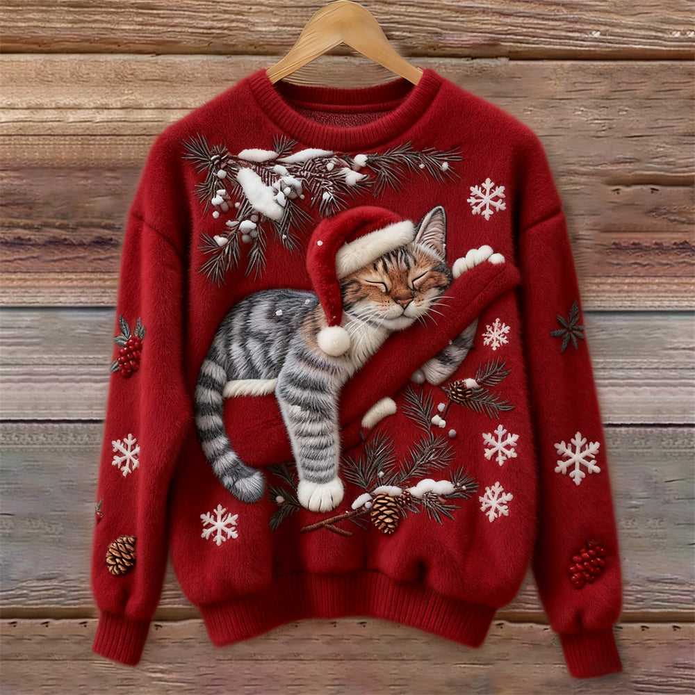 Women's Sweater with Crew Neck and Ribbed Cuffs | Print | For Winter | Size S-5XL