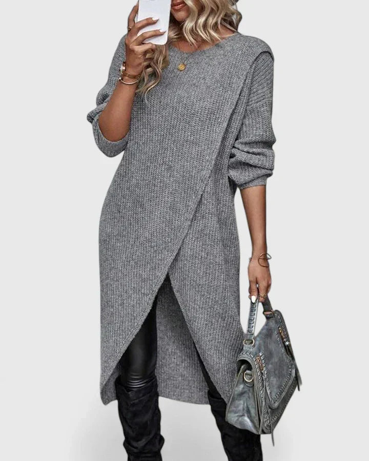 Women's Long Sleeve Sweater Dress with Straight Cut | Soft Relaxed Fit for the Office and Casual Outings | Size S-XL
