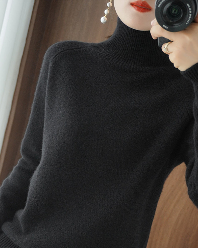 Women's Ribbed High Neck Sweater, Long Sleeves, Regular Fit