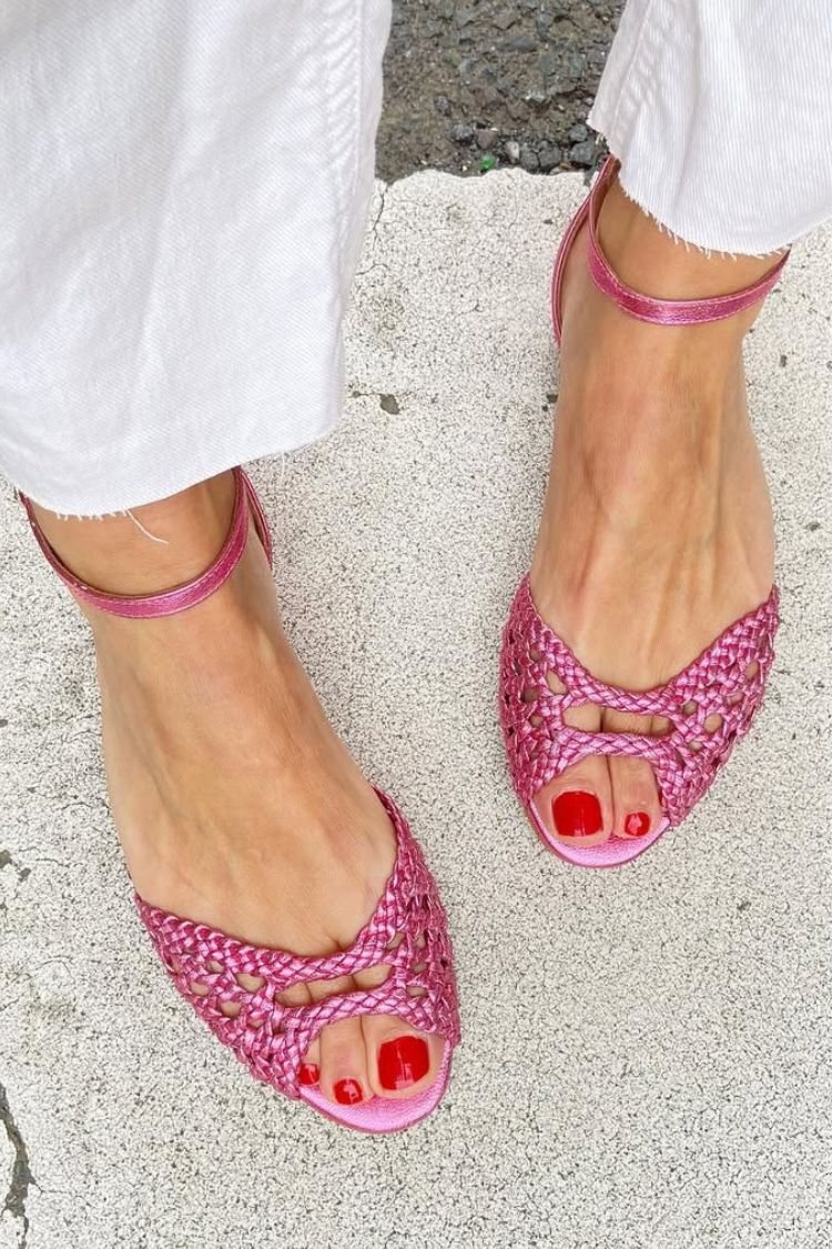 Isadora | Gold Knitted Ankle Strap Sandals