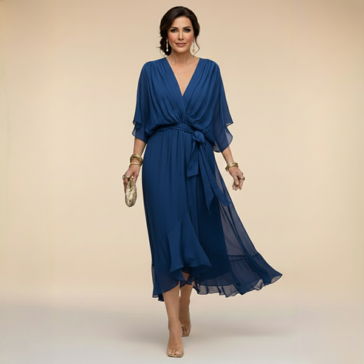 Women's V-Neck Summer Occasion Dress – Lightweight Flowy Dress