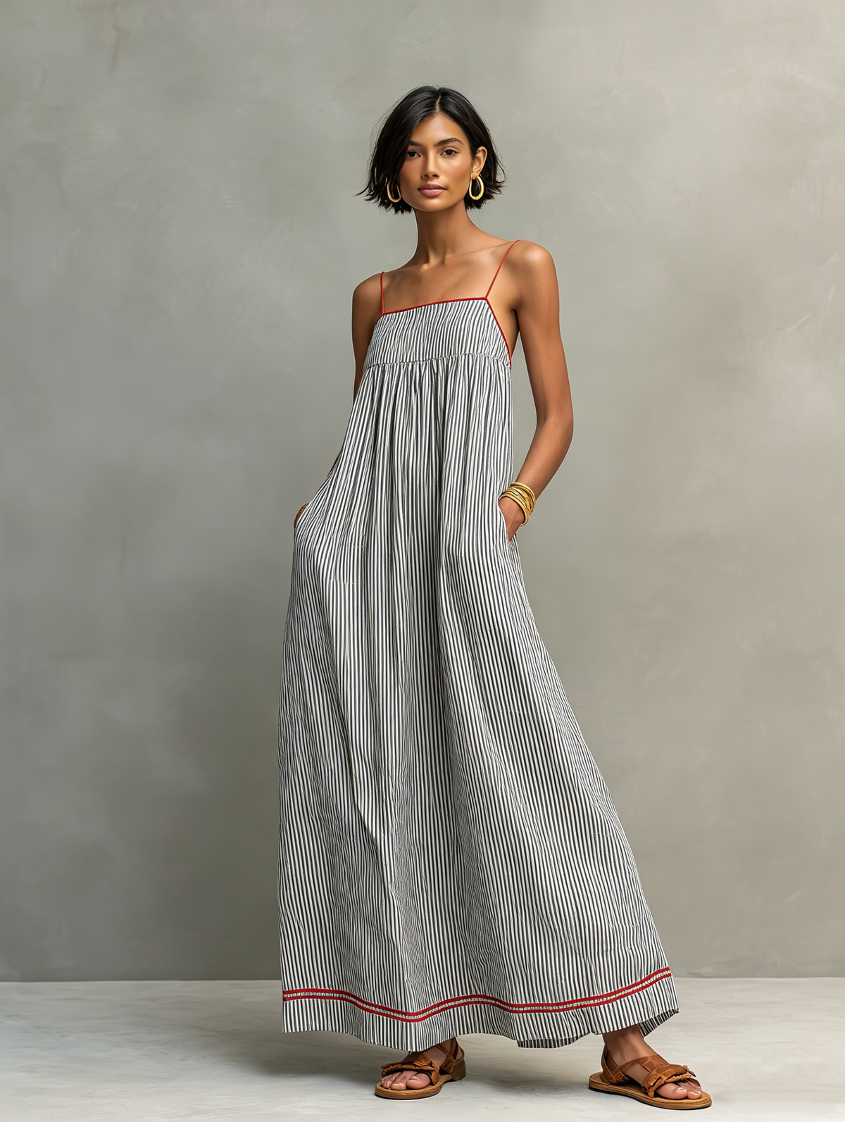 Priscille | Maxi Striped Dress with Thin Straps
