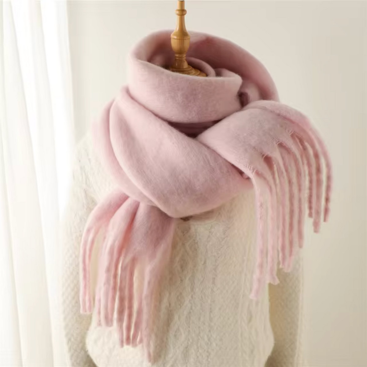 Elyra | Womens Pashmina Scarf with Long Tassels | Thick Soft Weave, Doubles as a Wrap or Blanket | in 20 Colors