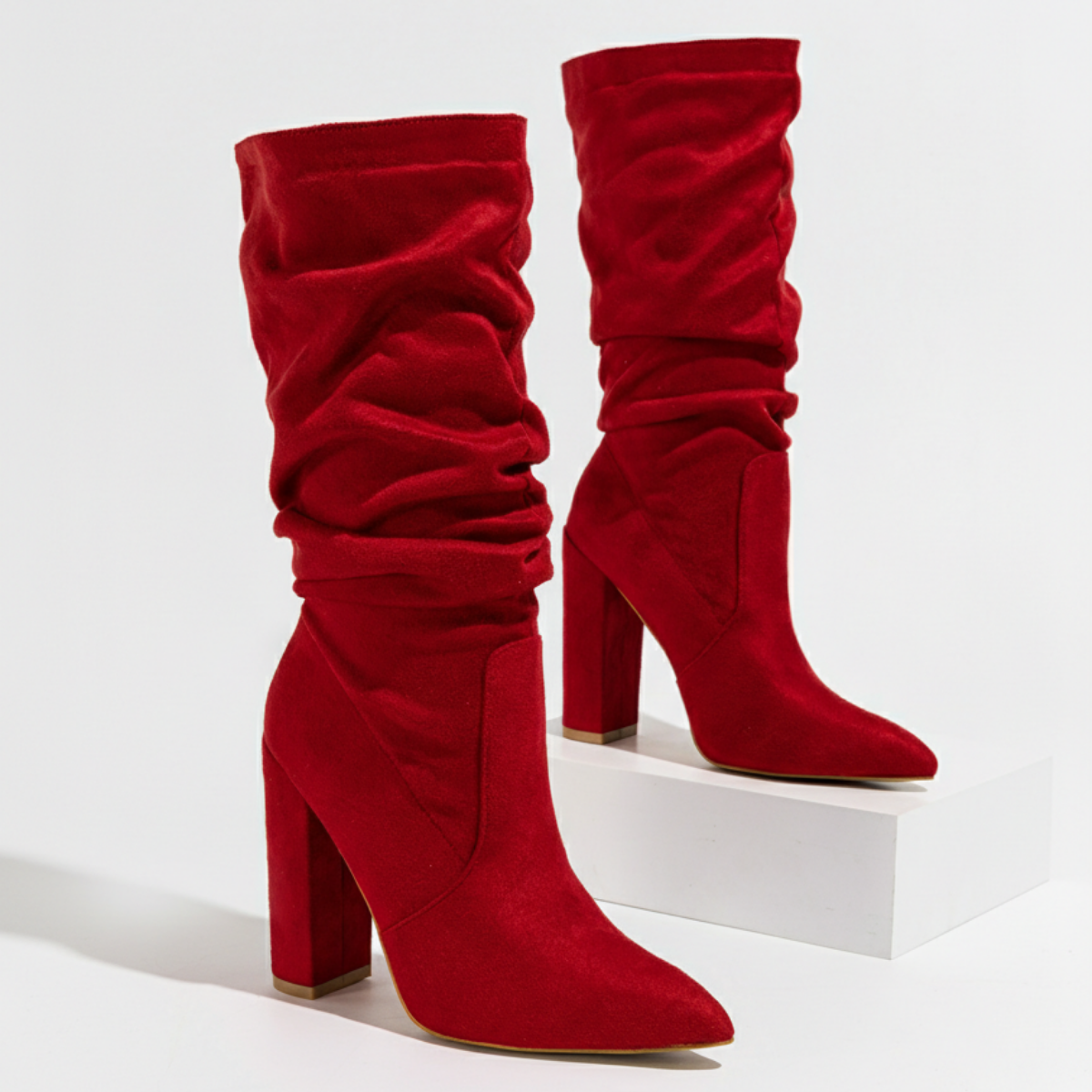 Cornelia Slouch Block Heel Knee-High Boots