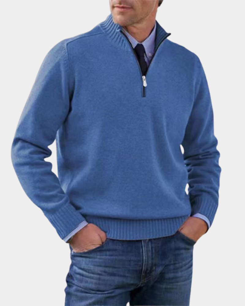 Hezron | Mens Zip-Up Sweater, Lightweight Warmth | Soft Smooth Feel, No Bulk | Red, Gray, Black and More M-3XL