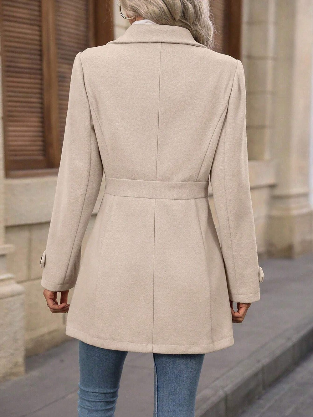 Women's Belted Trench Coat, Tailored Fit, Long Sleeves