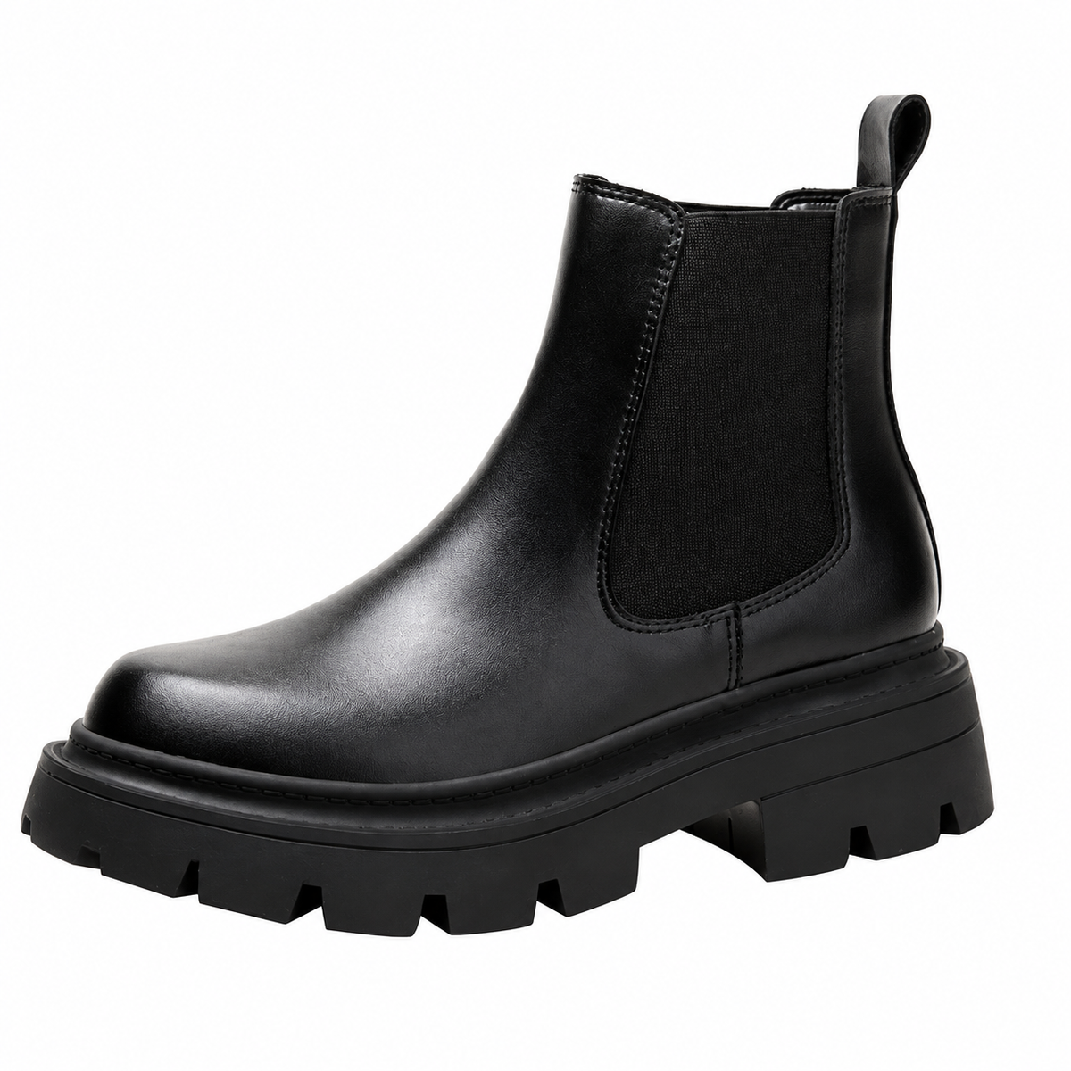 Unisex Chelsea Boots, Chunky Lug Sole, Pull Tabs