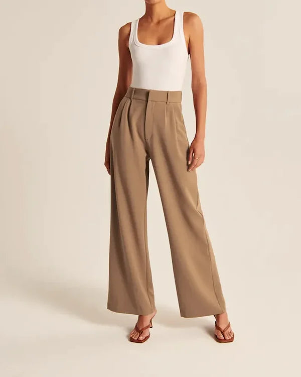 Women's Fitted Flared Pants – High Rise Flare Leg Dress Trousers