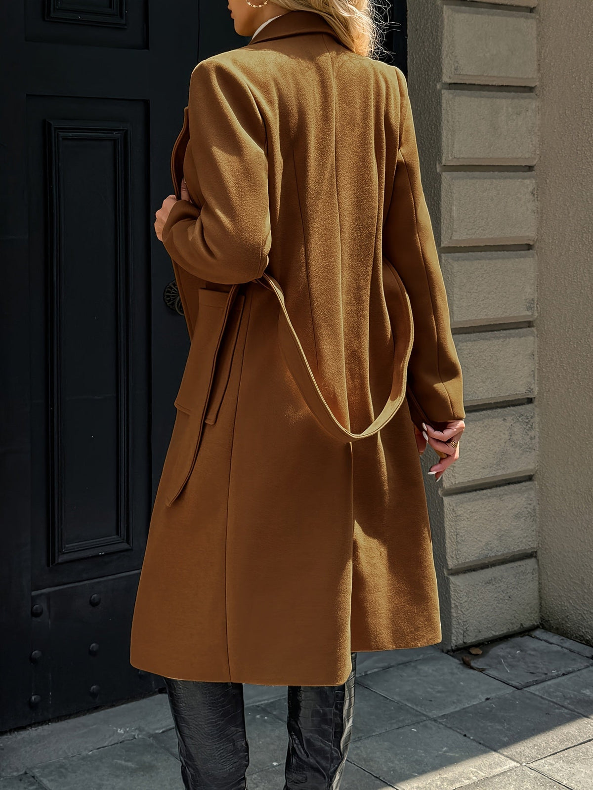 Women's Coat with Waist Belt and Pockets | For Winter | Size S-XL | Camel, Light Brown, Black, Grey