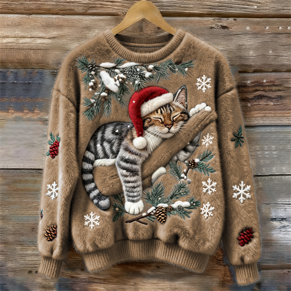 Women's Sweater with Crew Neck and Ribbed Cuffs | Print | For Winter | Size S-5XL