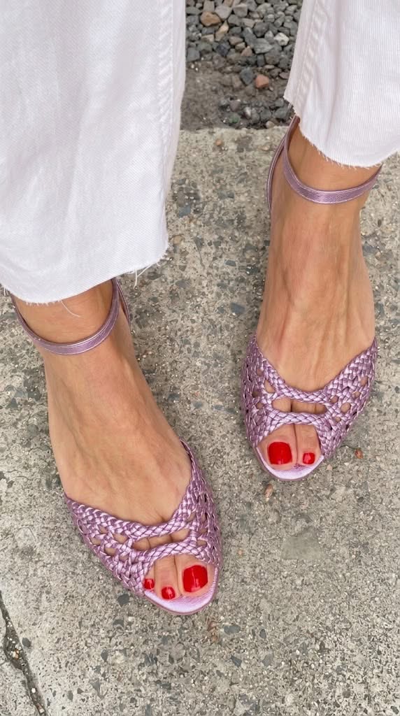 Isadora | Gold Knitted Ankle Strap Sandals