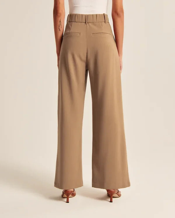 Women's Fitted Flared Pants – High Rise Flare Leg Dress Trousers