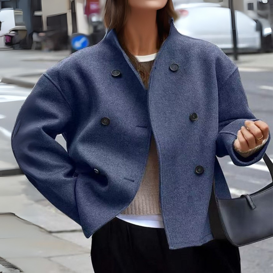 Women's Stand Collar Winter Coat with Long Sleeves