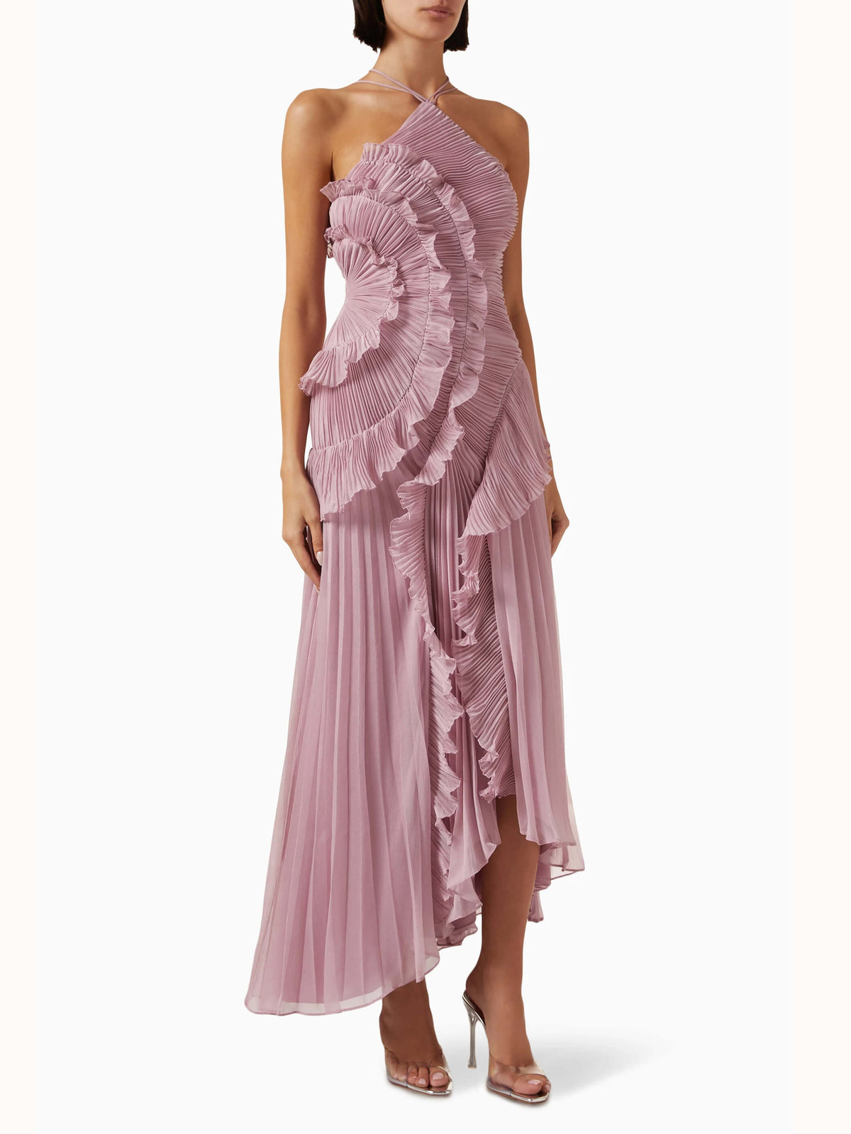 Women's Wedding Guest Maxi Dress | Sleeveless Pleated Asymmetric