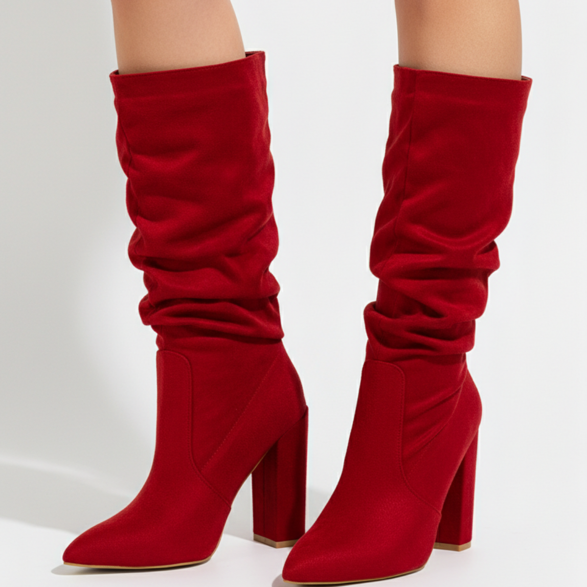 Cornelia Slouch Block Heel Knee-High Boots