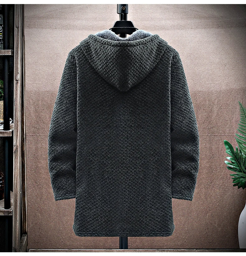 Seth | Mens Wool Cashmere Blend Hooded Jacket | Fleece-Lined, Deep Pockets | White, Green, Black and More XS-XXL