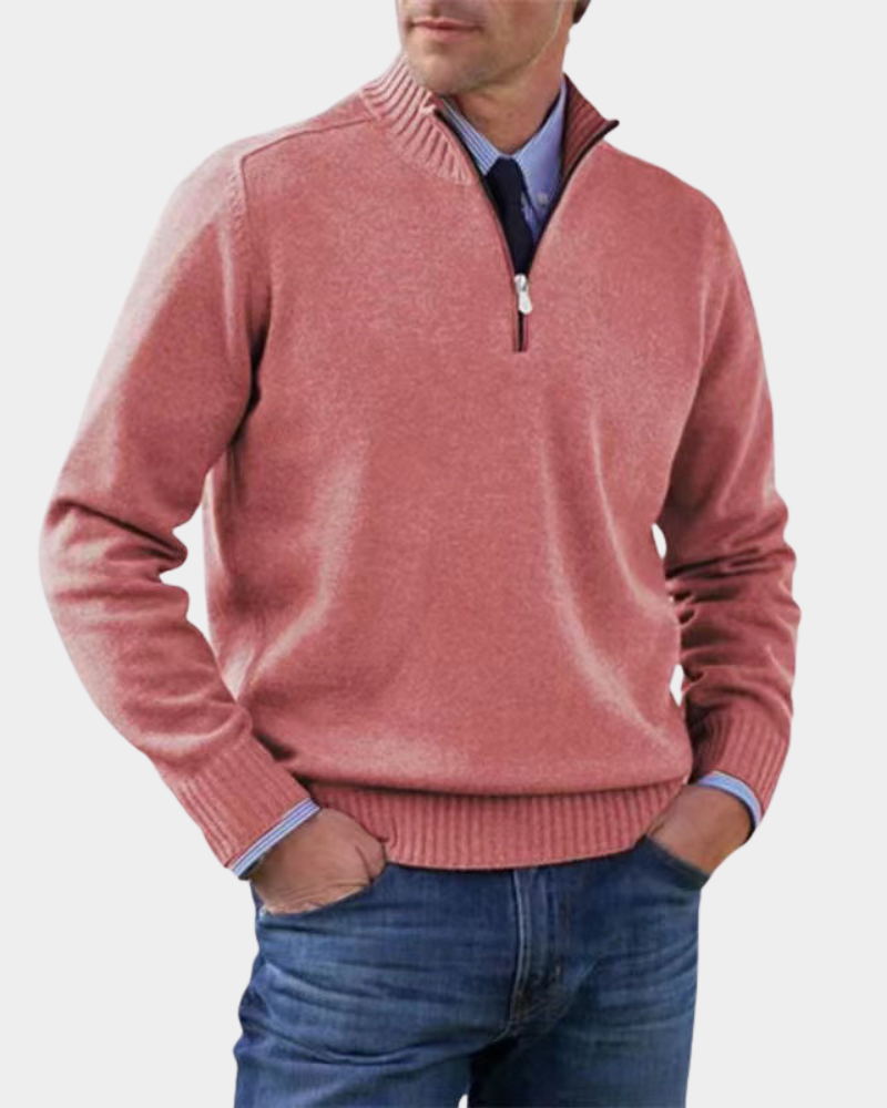 Hezron | Mens Zip-Up Sweater, Lightweight Warmth | Soft Smooth Feel, No Bulk | Red, Gray, Black and More M-3XL