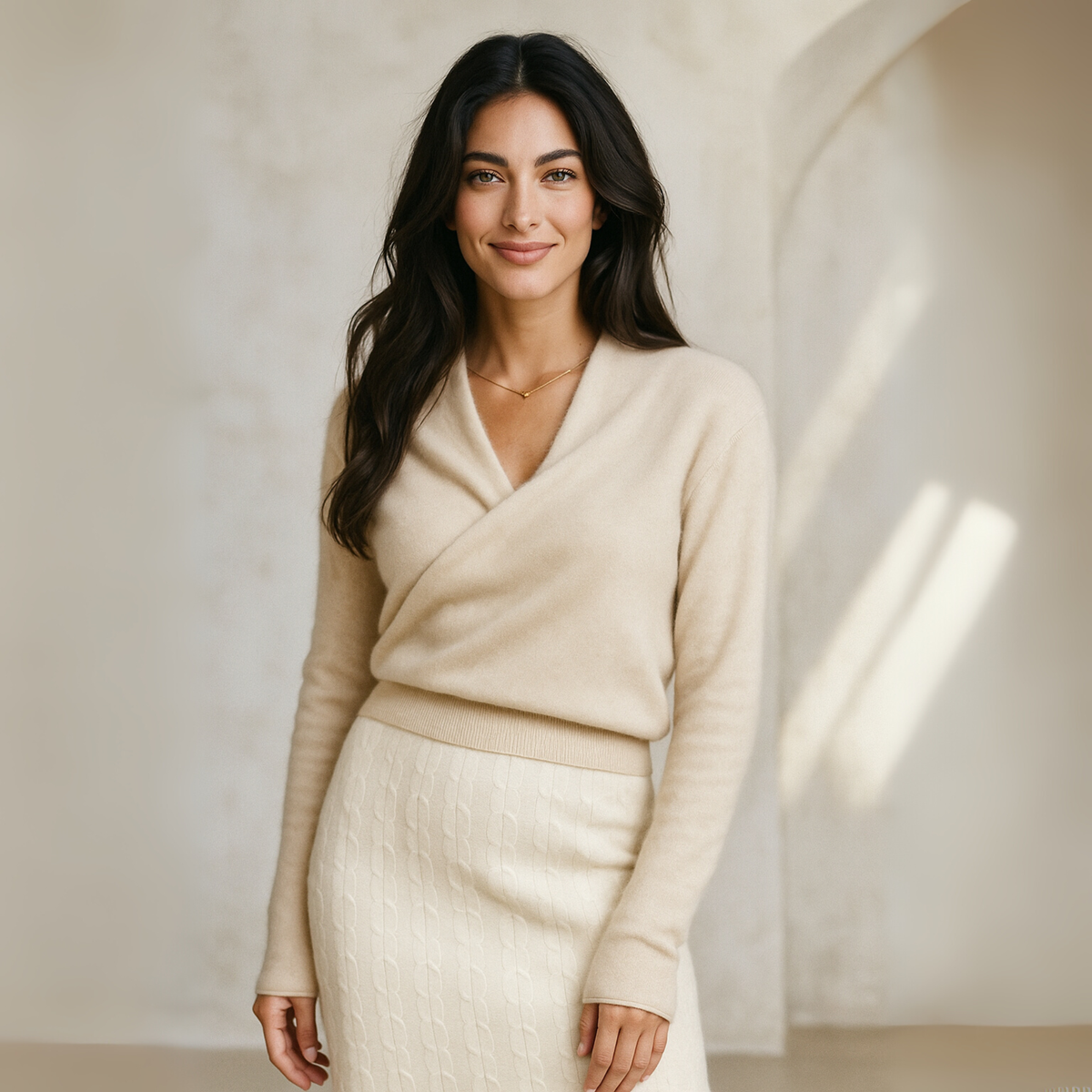 Teresa | Womens Cashmere Sweater with Crossover Collar | Standard Fit, Hand Wash | Pink, Red, Ivory and More XS-XL