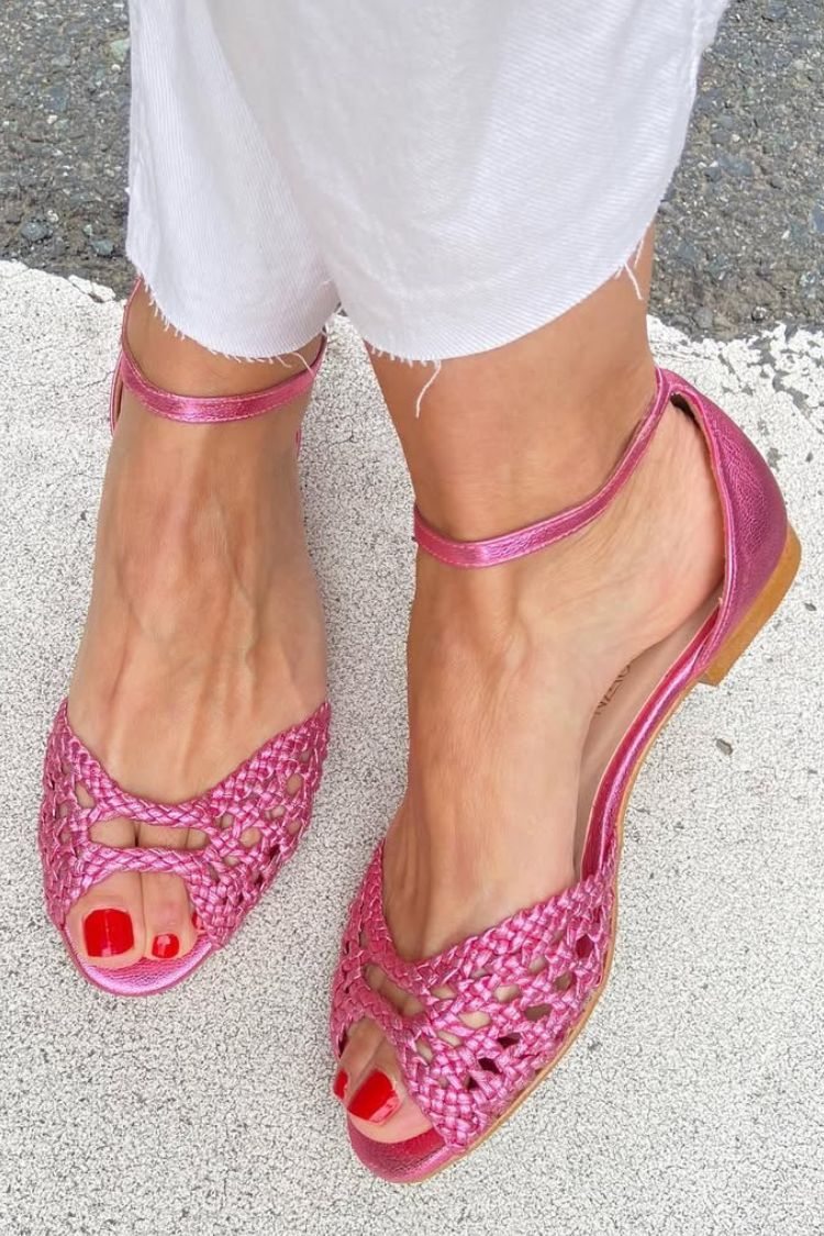 Isadora | Gold Knitted Ankle Strap Sandals