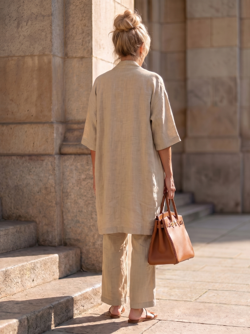 Yael Three-Piece Kimono Duster Pant Set