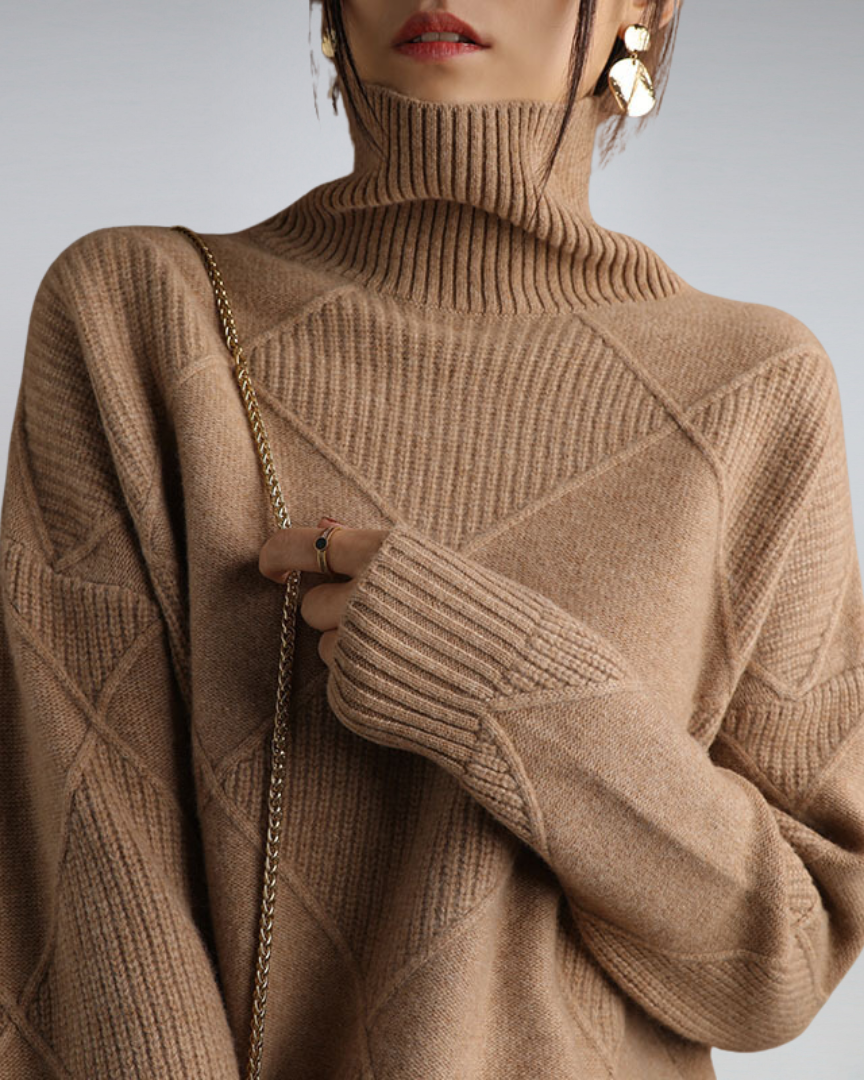 Women's Turtleneck Sweater | Size S-XL | Grey, Beige, Black, Yellow, Brown, Pink