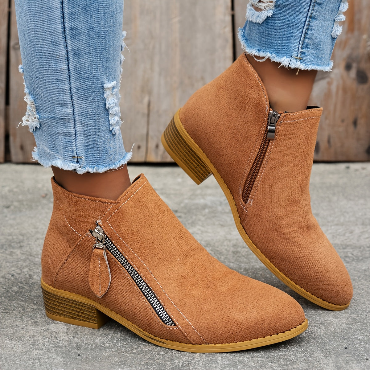 Raya | Womens Ankle Boots with Side Zipper | Zip-On Fit, Dry and Warm in Rain or Snow | Blue, Black, Beige and More EU 35-43