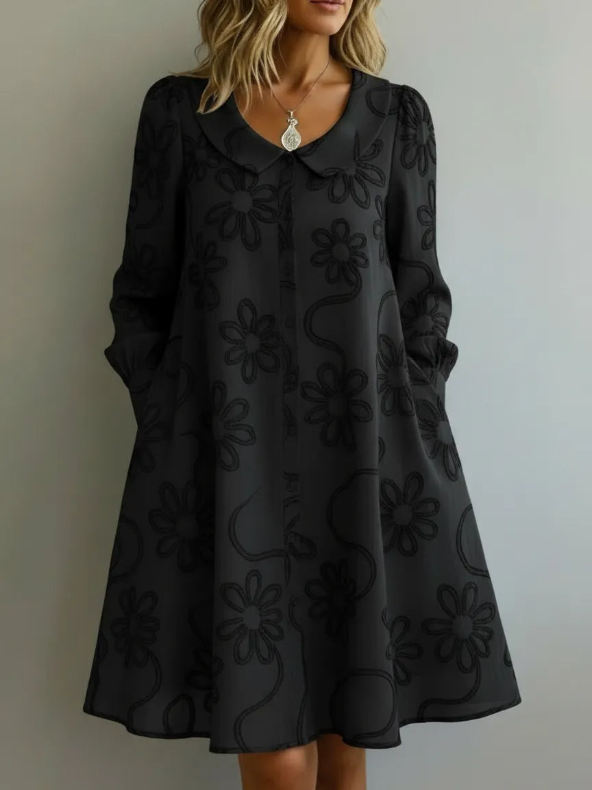 Alice | Vintage Peter Pan Collar Embroidered Floral Dress