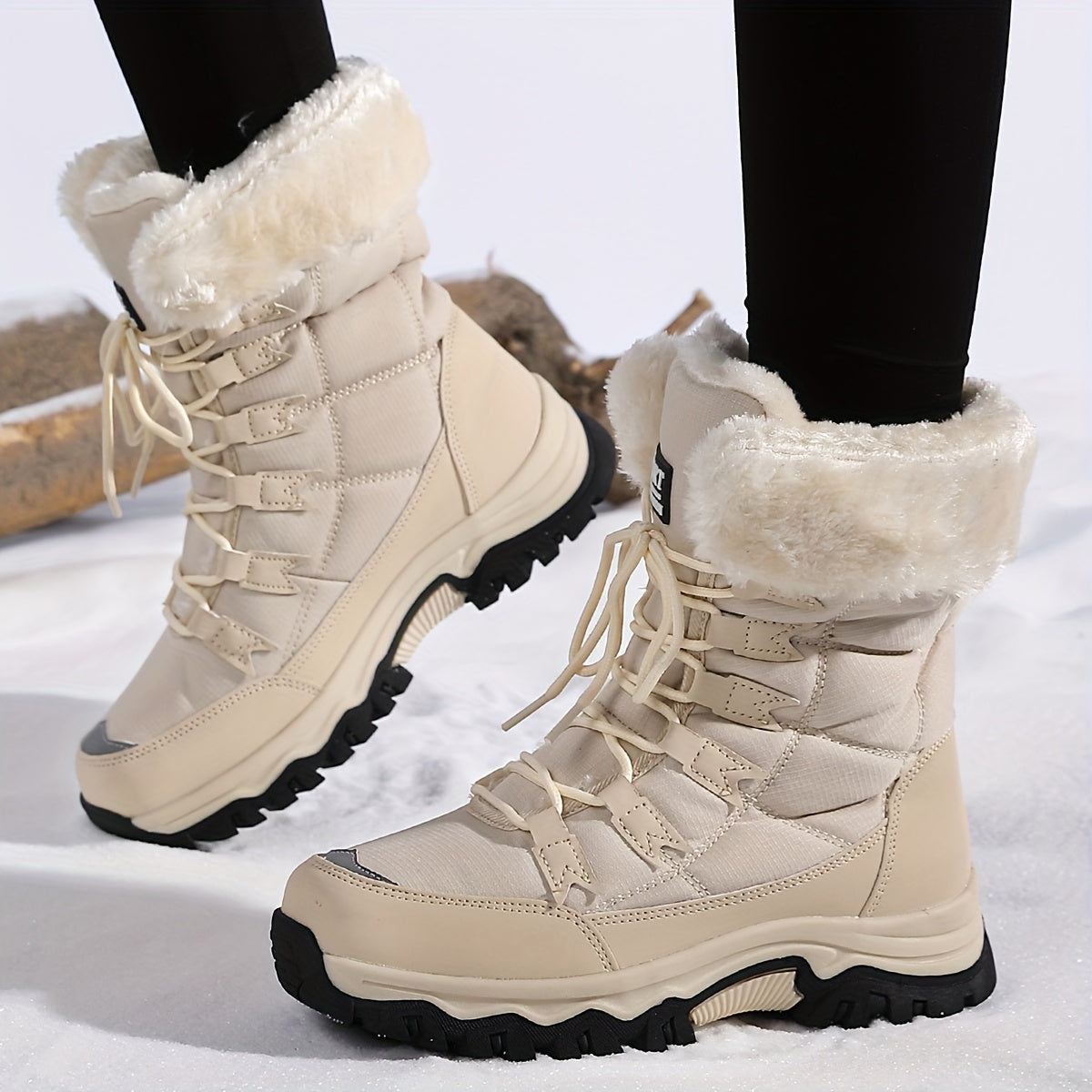 Women's Winter Boots, Lace-Up, Plush Cuff, Lug Sole