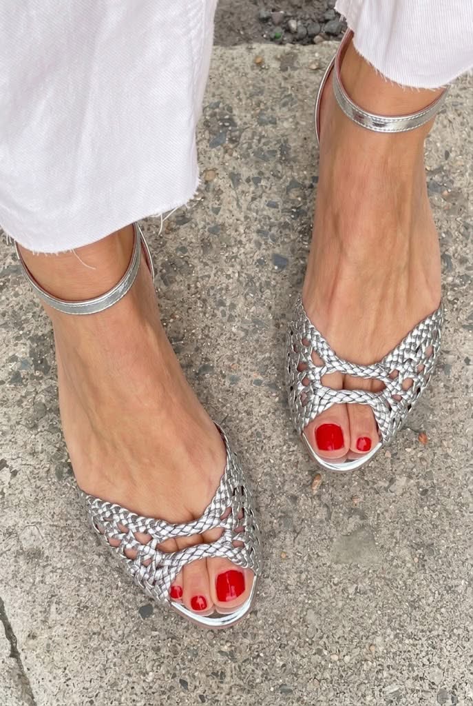 Isadora | Gold Knitted Ankle Strap Sandals