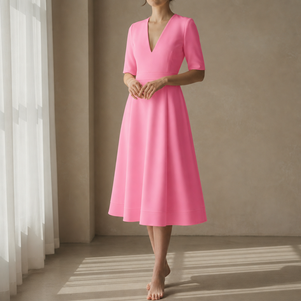 Gaeta Deep V Neck Midi Dress