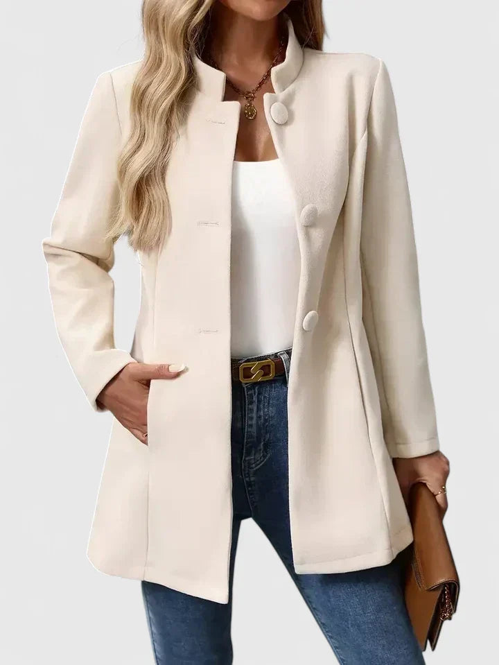 Women's Jacket with Button Front and Pockets | Size S-XL | Cream, Black, Camel