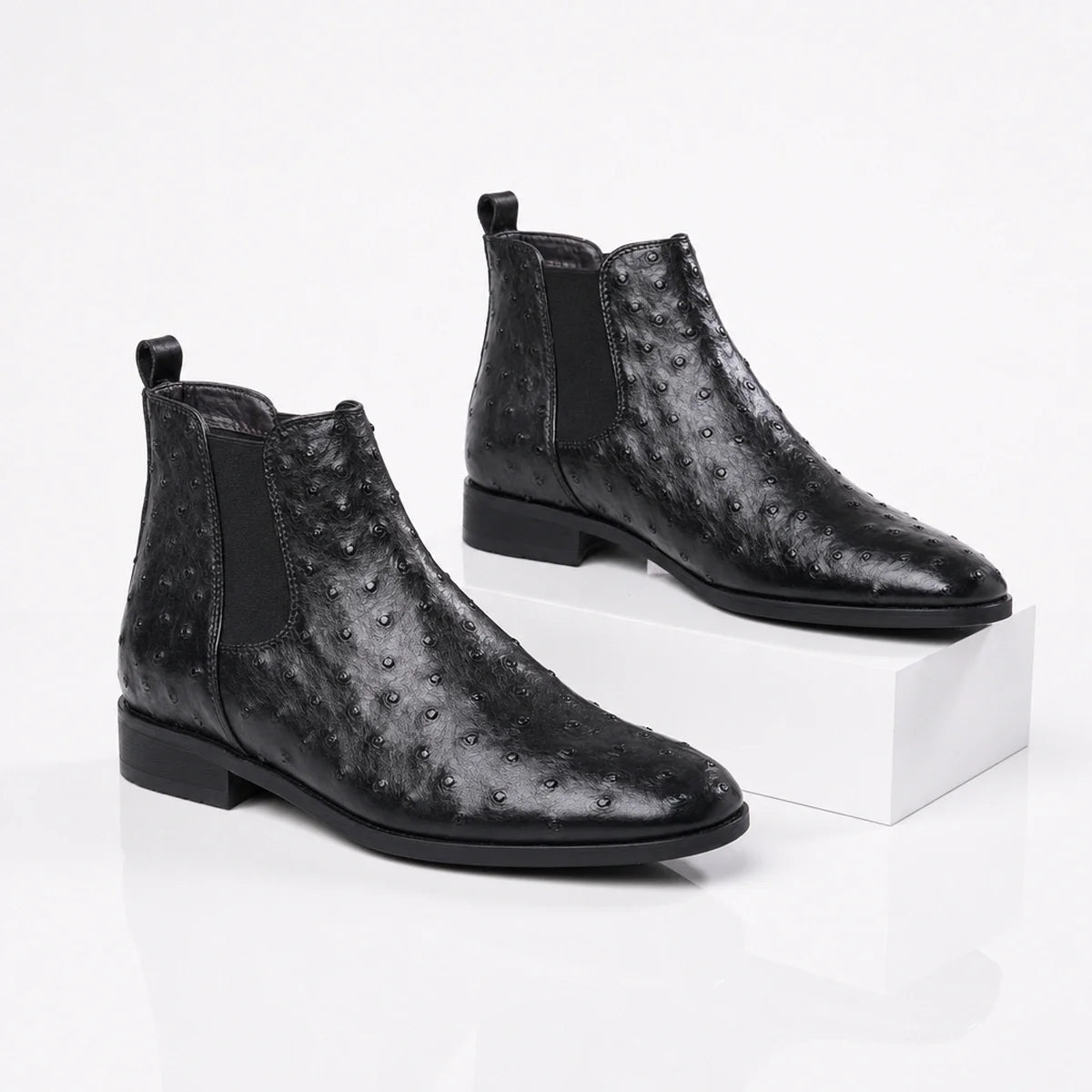 Sinclair Ostrich Embossed Chelsea Boots