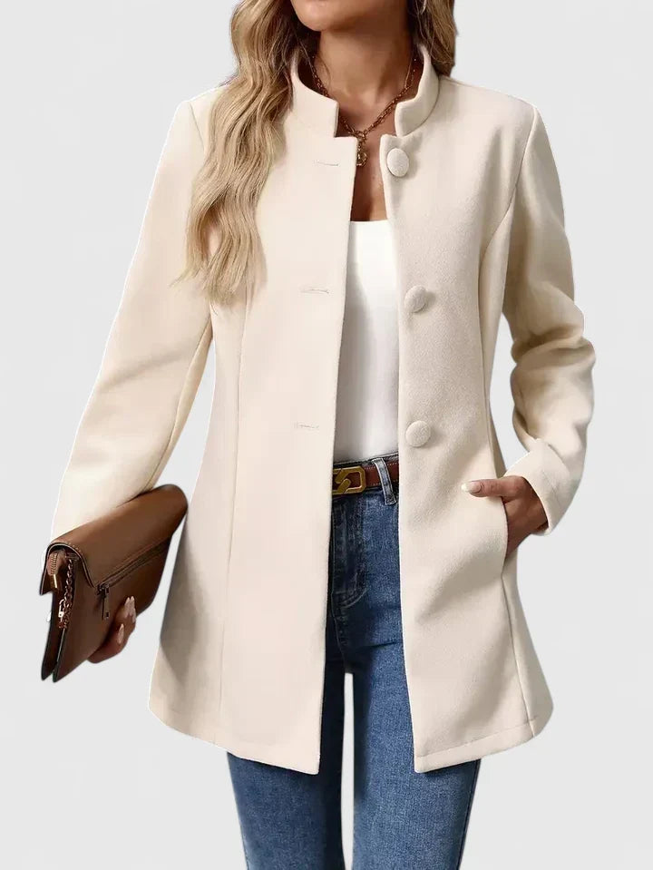 Women's Jacket with Button Front and Pockets | Size S-XL | Cream, Black, Camel