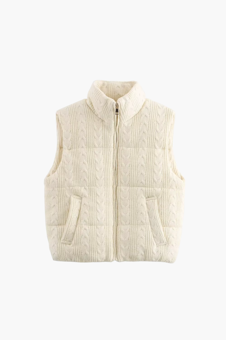 Vigdis Cable-Knit Quilted Puffer Vest