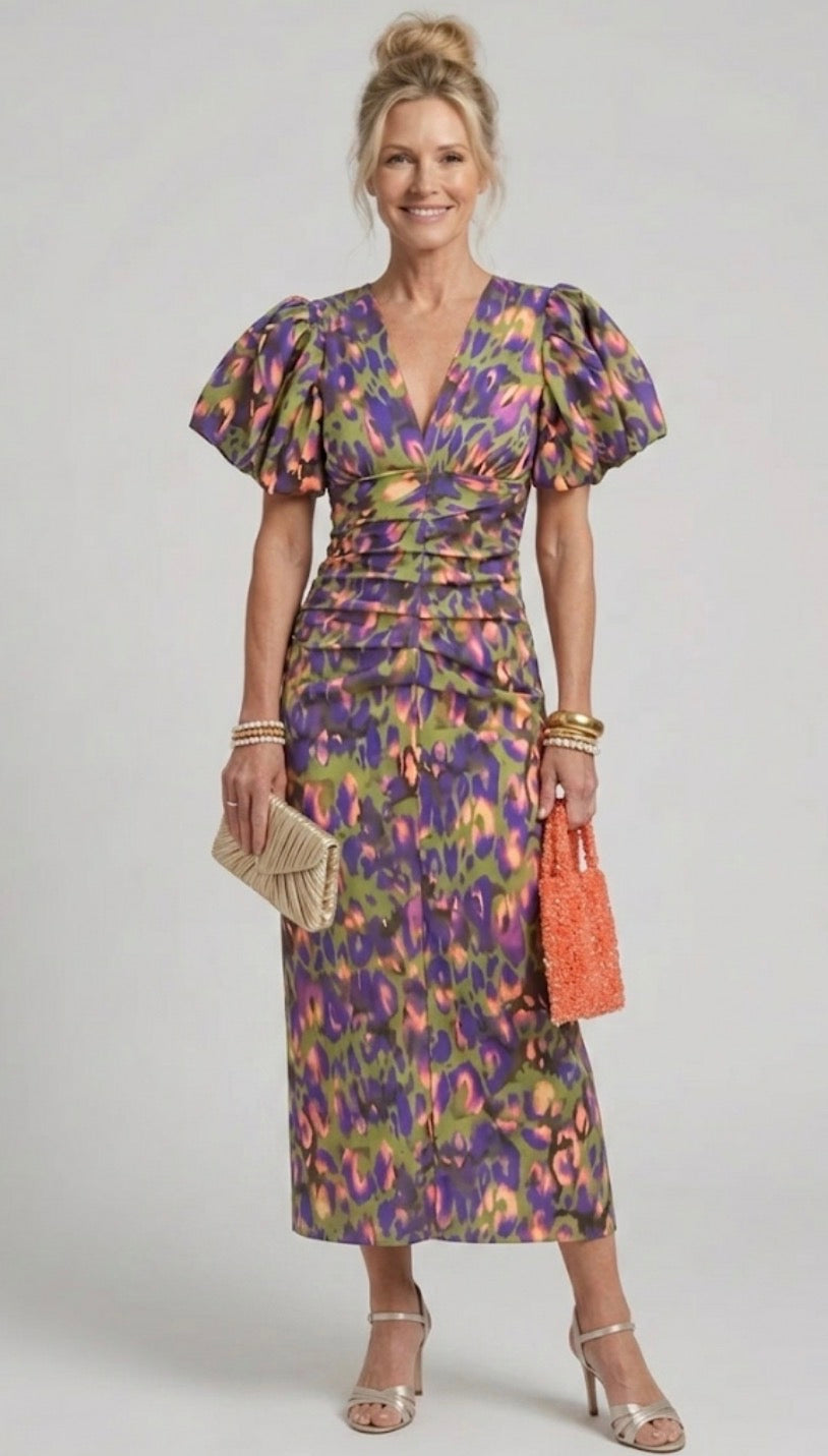 Violet & Grace | Vibrant Pleated Midi Dress™