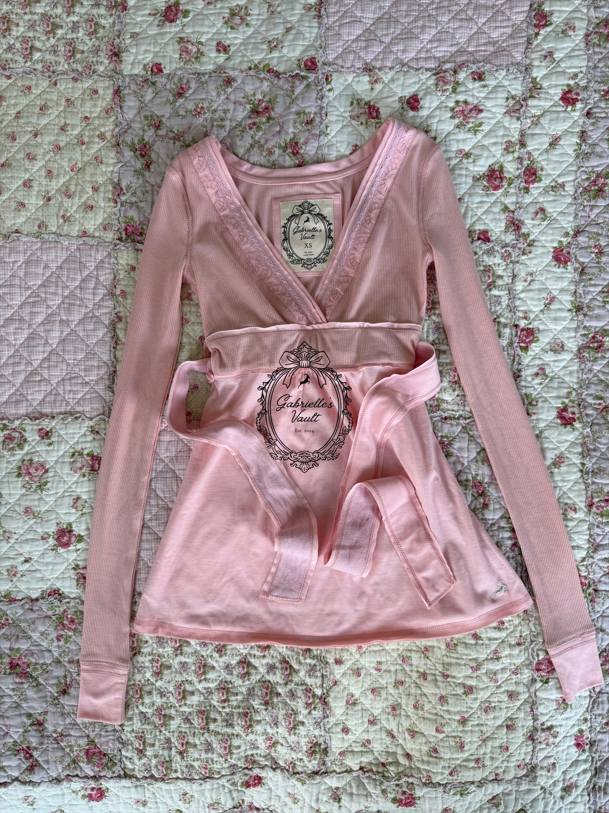 Women's Wrap Babydoll Top, V-Neck, Long Sleeves