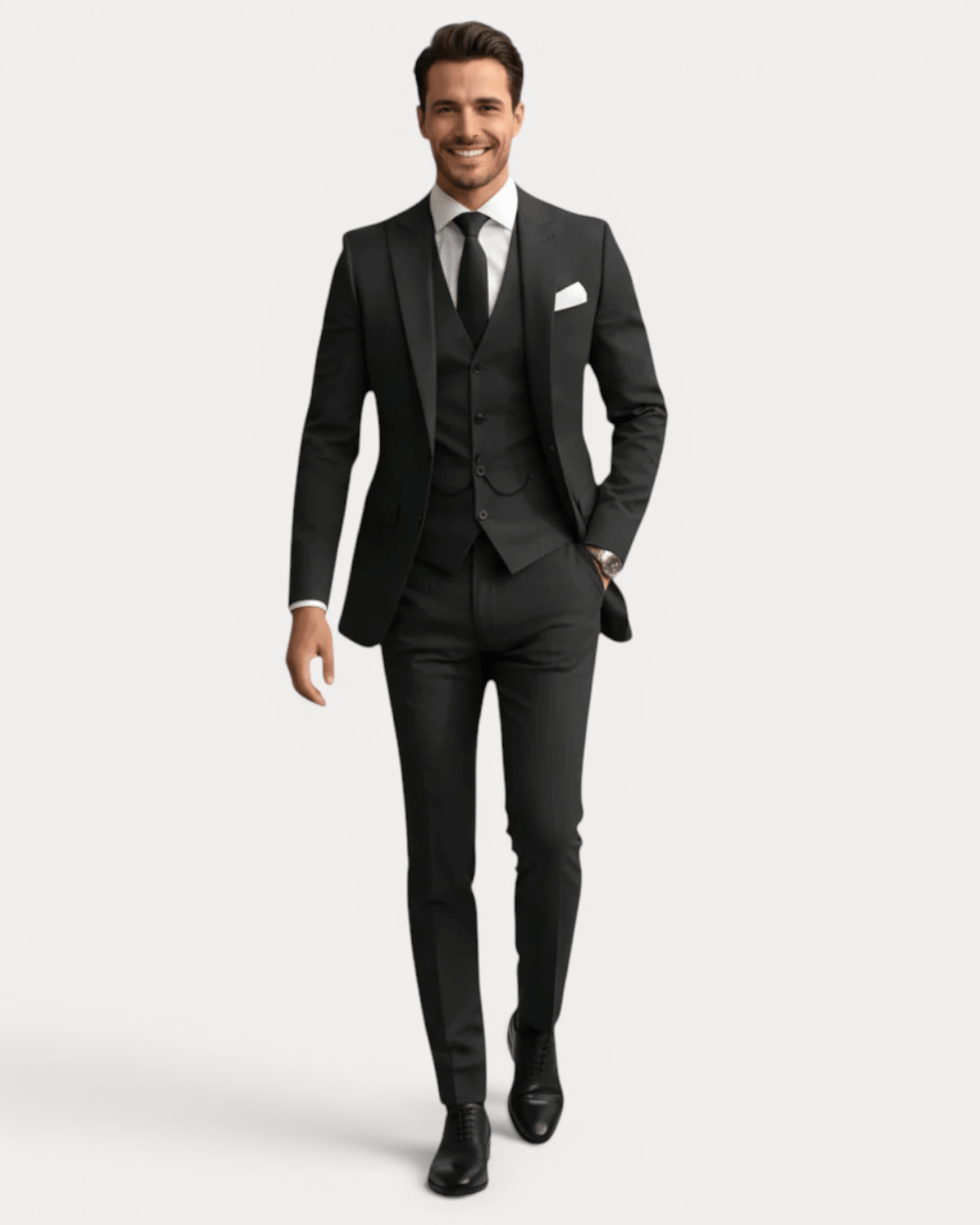 Men's Three-Piece Suit, Notched Lapels, Tailored Fit