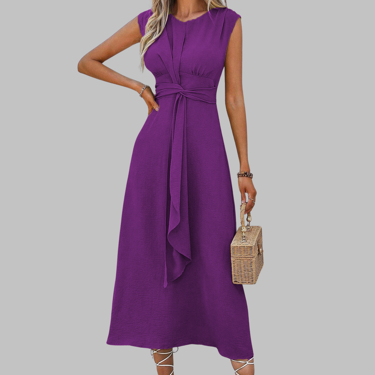 Rosemary - Elegant Sleeveless Round-Neck Maxi Dress