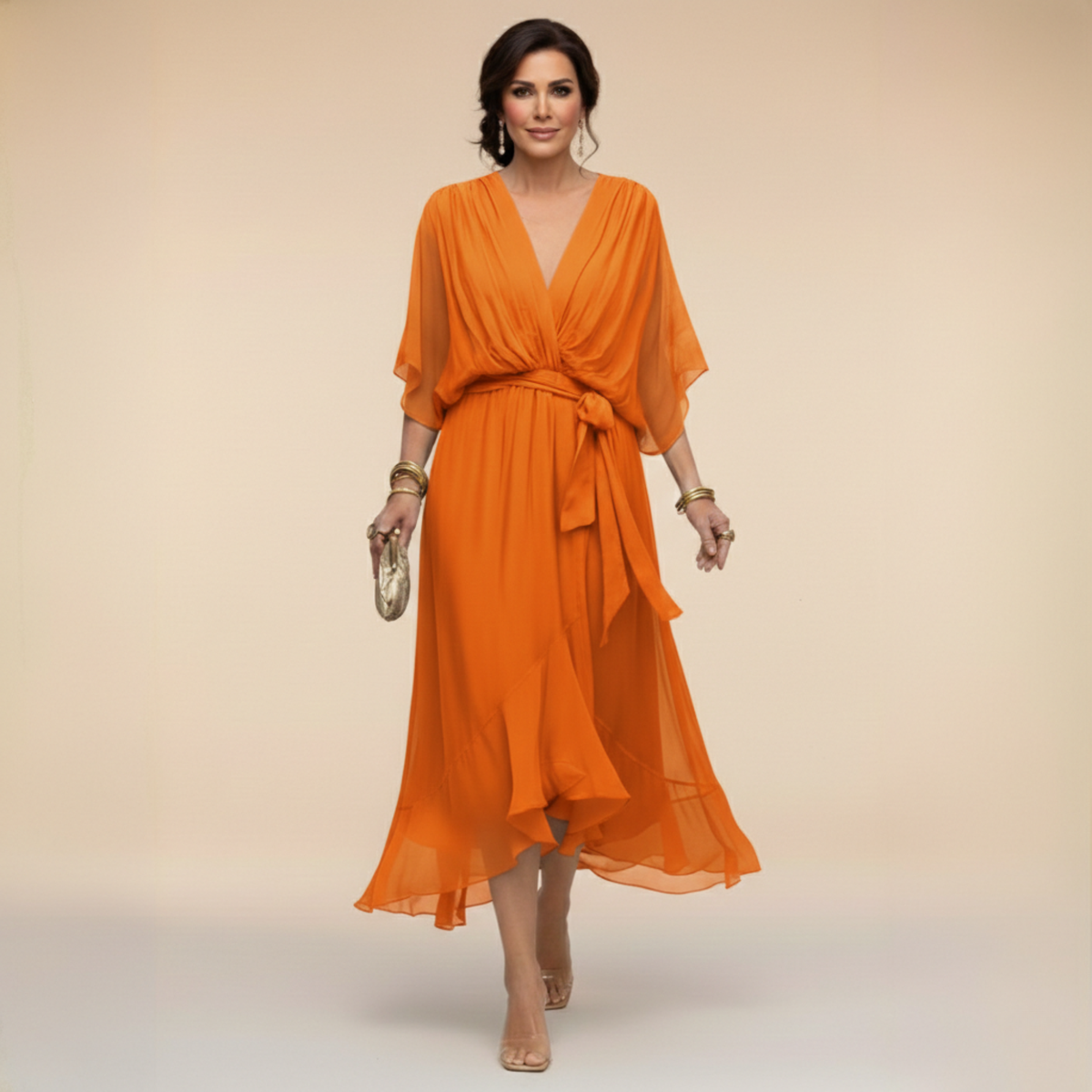 Women's V-Neck Summer Occasion Dress – Lightweight Flowy Dress