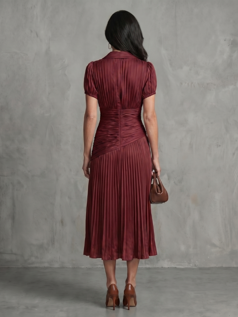 Theodora | Pleated Waist Striped Midi Dress™