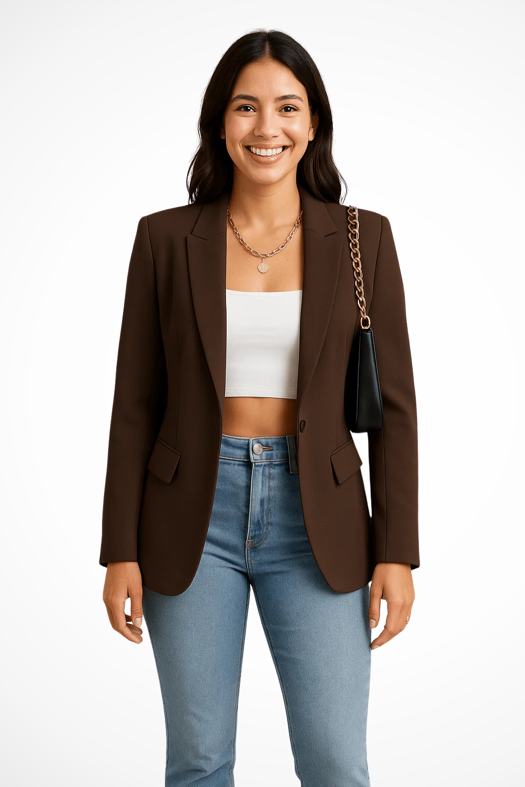Women's Tailored Blazer, Notched Lapel, Long Sleeves